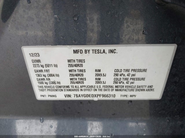 Tesla Model Y Rwd 2023 7SAYGDEDXPF966310 Image 9