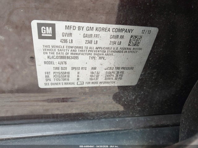 Aukcja sprzedaży 2014 Buick Encore Premium, vin: KL4CJDSB8EB634095, numer aukcji: 44994941