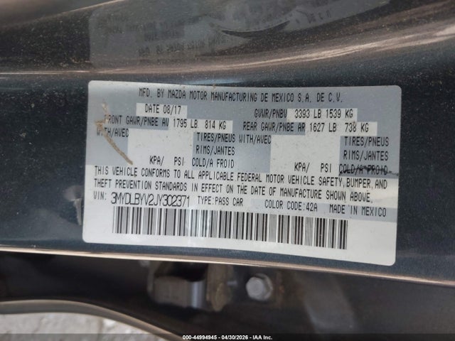 Aukcja sprzedaży 2018 Toyota Yaris Ia, vin: 3MYDLBYV2JY302371, numer aukcji: 44994945