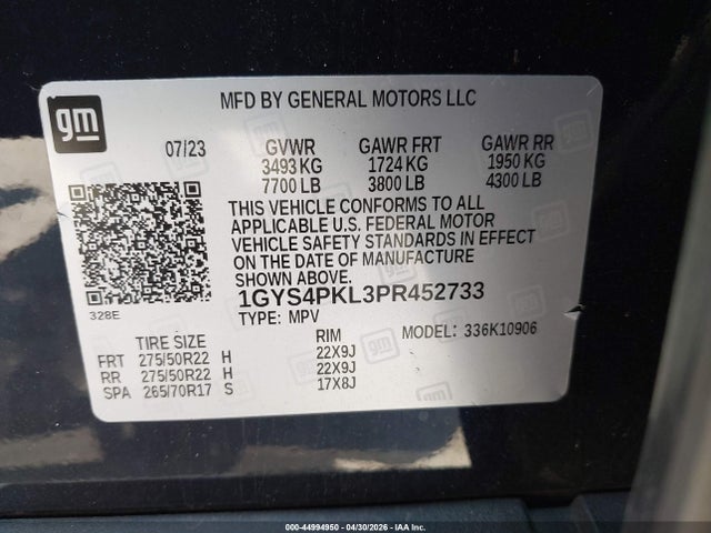 Aukcja sprzedaży 2023 Cadillac Escalade Esv 4wd Sport, vin: 1GYS4PKL3PR452733, numer aukcji: 44994950