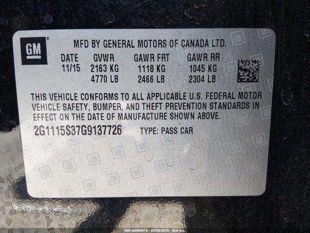2G1115S37G9137726 Chevrolet Impala 2lt