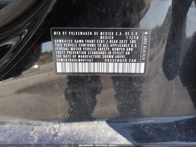 Продажа на аукционе авто 2020 Volkswagen Jetta 1.4t R-line/1.4t S/1.4t Se, vin: 3VWCB7BU9LM007267, номер лота: 44994987