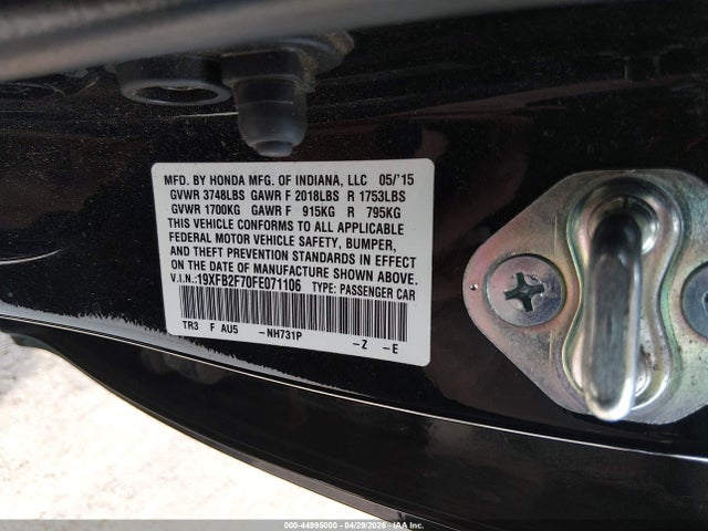 Honda CIVIC SE 2015 19XFB2F70FE071106 Image 9