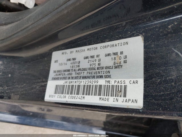 JM1BM1M70F1239299 Mazda Mazda3 I Grand Touring