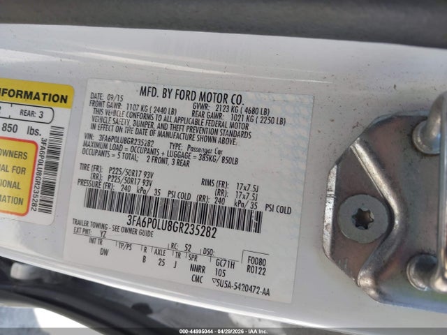 Ford Fusion Hybrid Se 2016 3FA6P0LU8GR235282 Image 9