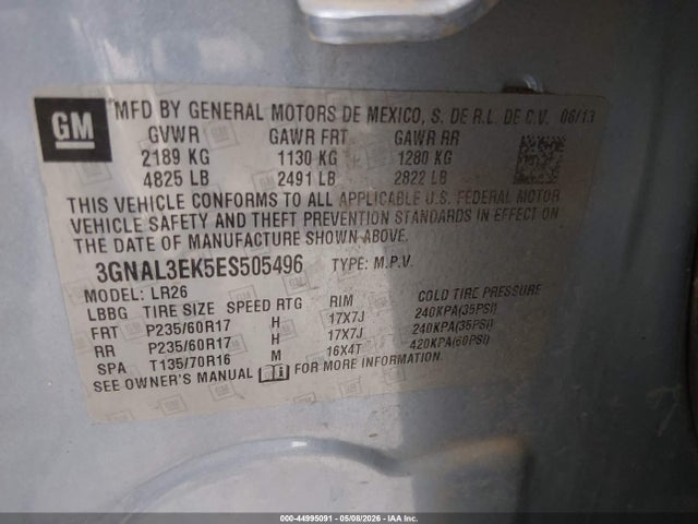 3GNAL3EK5ES505496 Chevrolet Captiva Sport Lt