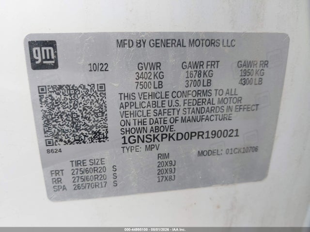 1GNSKPKD0PR190021 Chevrolet Tahoe 4wd Z71