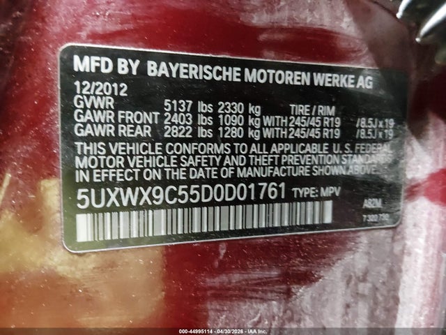 Aukcja sprzedaży 2013 Bmw X3 Xdrive28i, vin: 5UXWX9C55D0D01761, numer aukcji: 44995114