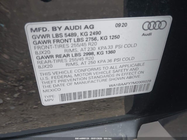 Aukcja sprzedaży 2021 Audi Q5 Premium Plus 45 Tfsi Quattro S Tronic, vin: WA1BAAFY7M2005029, numer aukcji: 44995120