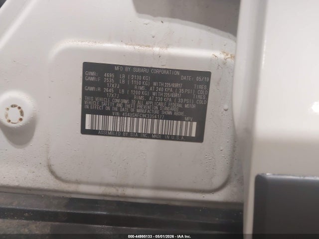 Aukcja sprzedaży 2019 Subaru Outback 2.5i Premium, vin: 4S4BSAFC9K3356177, numer aukcji: 44995133