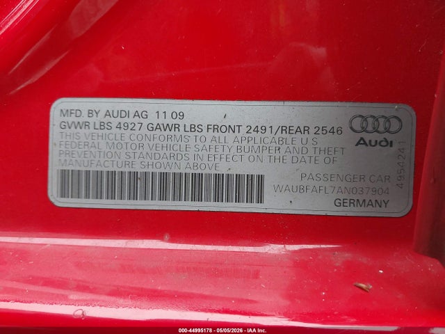 Продаж на аукціоні авто 2010 Audi A4 2.0t Premium, vin: WAUBFAFL7AN037904, номер лоту: 44995178