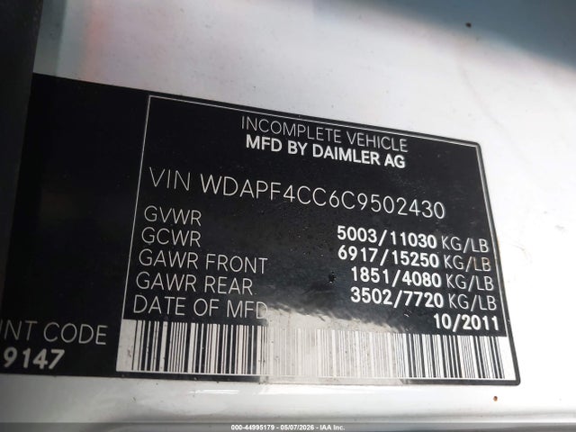 Aukcja sprzedaży 2012 Mercedes-benz Sprinter 3500, vin: WDAPF4CC6C9502430, numer aukcji: 44995179