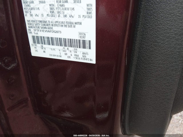 Aukcja sprzedaży 2010 Ford F-150 Fx4/lariat/xl/xlt, vin: 1FTFX1EV0AFD52073, numer aukcji: 44995226