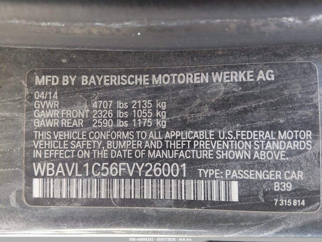 Aukcja sprzedaży 2015 Bmw X1 Xdrive28i, vin: WBAVL1C56FVY26001, numer aukcji: 44995243