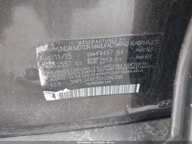 Aukcja sprzedaży 2016 Hyundai Sonata Sport, vin: 5NPE34AF3GH286396, numer aukcji: 44995256
