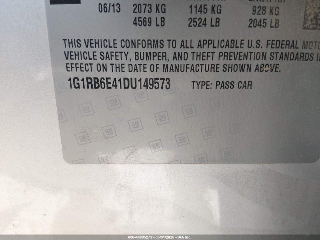2013 Chevrolet Volt მანქანა იყიდება აუქციონზე, vin: 1G1RB6E41DU149573, აუქციონის ნომერი: 44995273