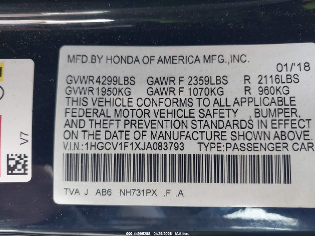 1HGCV1F1XJA083793 Honda ACCORD LX