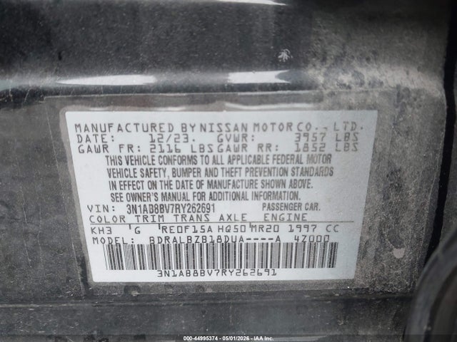 Aukcja sprzedaży 2024 Nissan Sentra S Xtronic Cvt, vin: 3N1AB8BV7RY262691, numer aukcji: 44995374