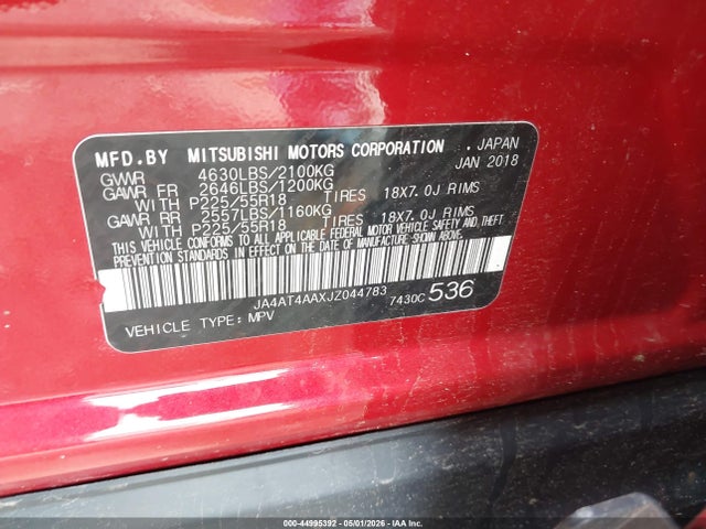 Aukcja sprzedaży 2018 Mitsubishi Eclipse Cross Le, vin: JA4AT4AAXJZ044783, numer aukcji: 44995392