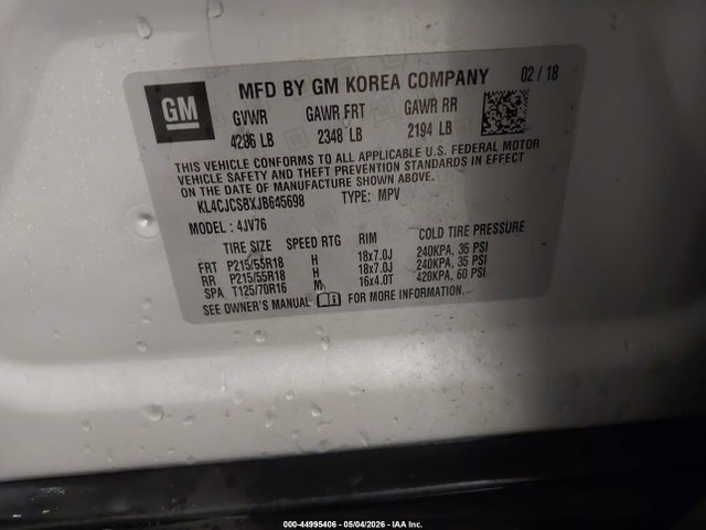 Aukcja sprzedaży 2018 Buick Encore Essence, vin: KL4CJCSBXJB645698, numer aukcji: 44995406