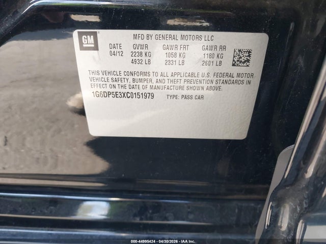 Продаж на аукціоні авто 2012 Cadillac Cts Premium, vin: 1G6DP5E3XC0151979, номер лоту: 44995424
