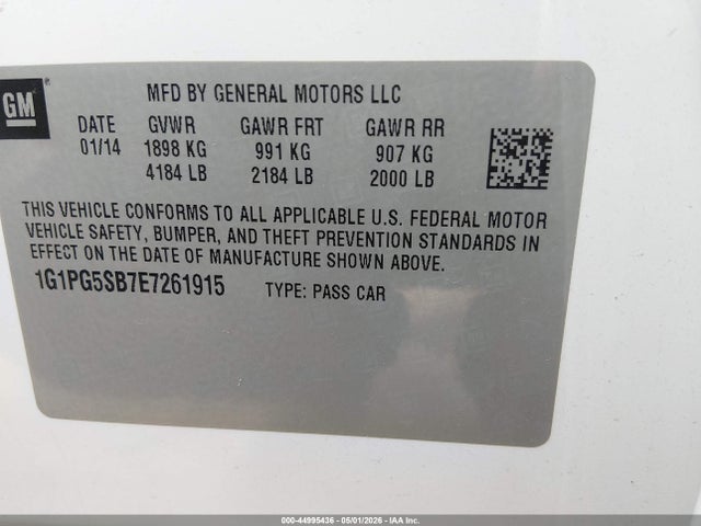 Продажа на аукционе авто 2014 Chevrolet Cruze Ltz, vin: 1G1PG5SB7E7261915, номер лота: 44995436