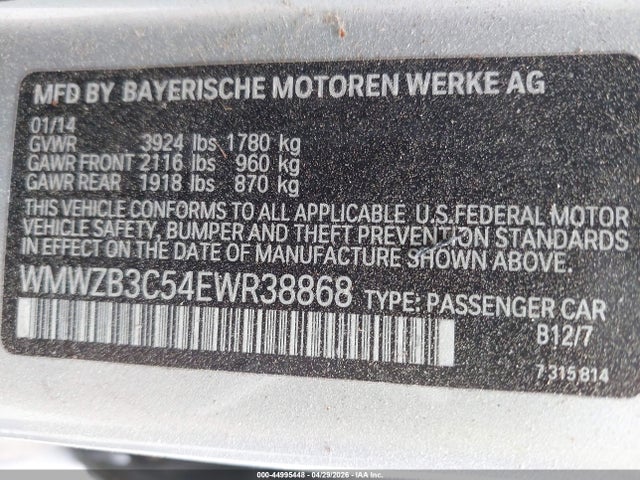 44995448 :رقم المزاد ، WMWZB3C54EWR38868 vin ، 2014 Mini Countryman Cooper مزاد بيع