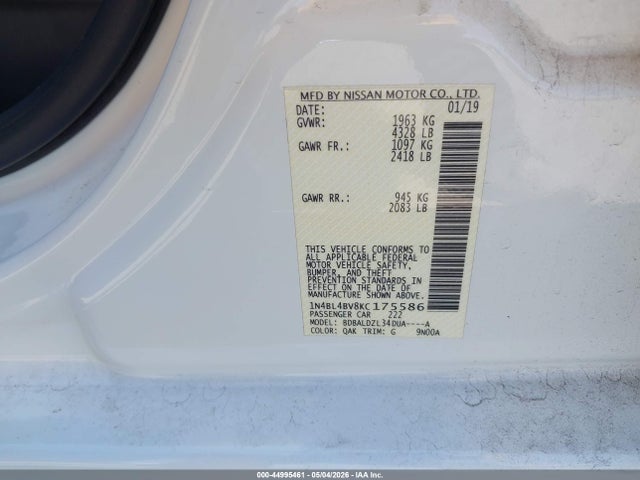 Nissan Altima 2.5 S 2019 1N4BL4BV8KC175586 Image 9