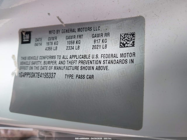 Продаж на аукціоні авто 2014 Buick Verano, vin: 1G4PP5SK7E4195337, номер лоту: 44995484