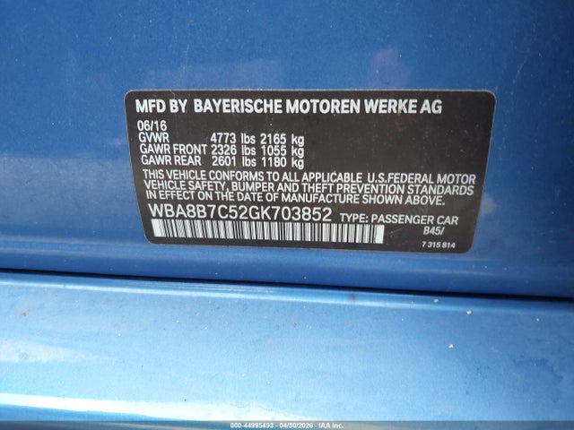 Aukcja sprzedaży 2016 Bmw 340i Xdrive, vin: WBA8B7C52GK703852, numer aukcji: 44995493
