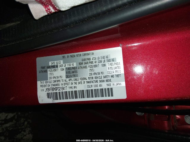 Aukcja sprzedaży 2023 Mazda Cx-5 2.5 S Select, vin: JM3KFBBM9P0216417, numer aukcji: 44995518