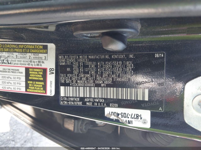 2014 Toyota Venza Le მანქანა იყიდება აუქციონზე, vin: 4T3ZA3BB6EU088883, აუქციონის ნომერი: 44995547