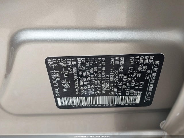 JN8BT3DD7SW305742 Nissan Rogue Platinum Intelligent Awd