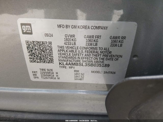 Aukcja sprzedaży 2025 Buick Encore Gx Preferred Fwd, vin: KL4AMBSL3SB035189, numer aukcji: 44995590