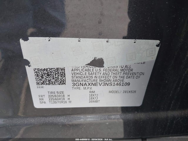3GNAXNEV3NS146109 Chevrolet Equinox Fwd Premier