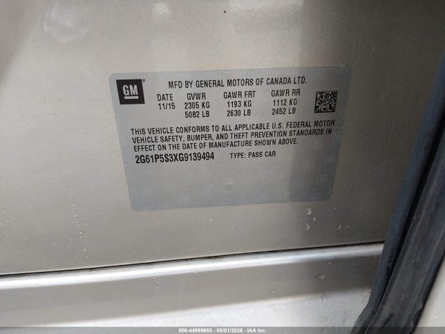 44995650 :رقم المزاد ، 2G61P5S3XG9139494 vin ، 2016 Cadillac Xts Premium Collection مزاد بيع