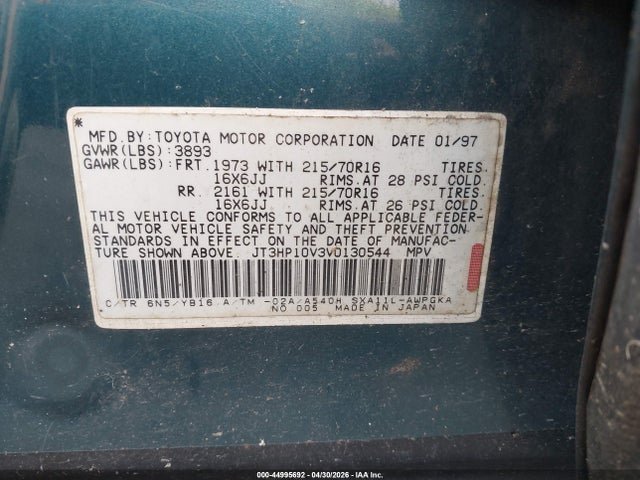 Aukcja sprzedaży 1997 Toyota Rav4, vin: JT3HP10V3V0130544, numer aukcji: 44995692