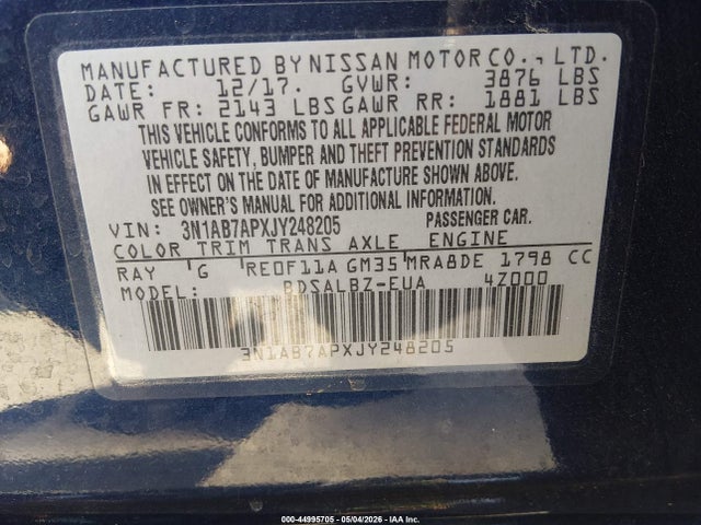 Nissan SENTRA S 2018 3N1AB7APXJY248205 Image 9