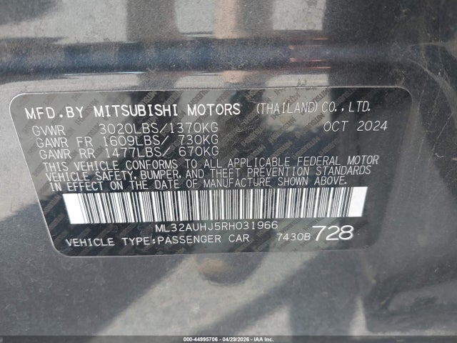 ML32AUHJ5RH031966 Mitsubishi Mirage Es/le