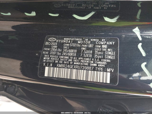 44995712 :رقم المزاد ، KM8R24GEXRU739887 vin ، 2024 Hyundai Palisade Sel مزاد بيع
