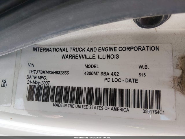 Продаж на аукціоні авто 2008 International 4000 4300, vin: 1HTJTSKMX8H632866, номер лоту: 44995759