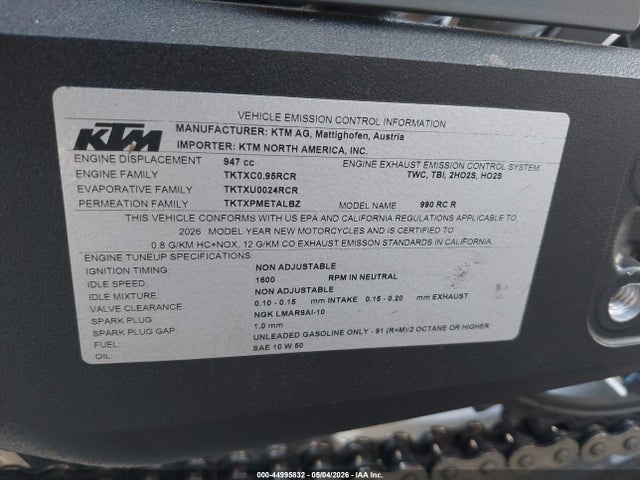 VBKR99409TM911936 KTM 990rcr