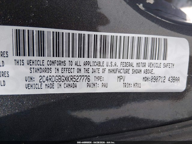 Продажа на аукционе авто 2019 Dodge Grand Caravan Se, vin: 2C4RDGBGXKR527776, номер лота: 44995835