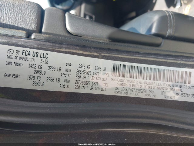 Продажа на аукционе авто 2018 Jeep Grand Cherokee Altitude 4x4, vin: 1C4RJFAG7JC396270, номер лота: 44995894