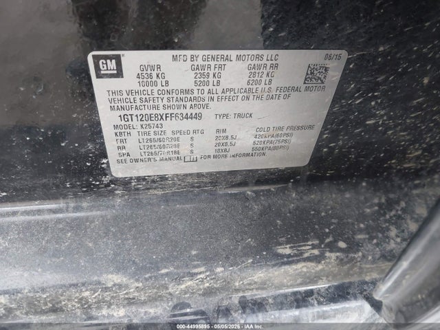 44995895 :رقم المزاد ، 1GT120E8XFF634449 vin ، 2015 Gmc Sierra 2500hd Denali مزاد بيع