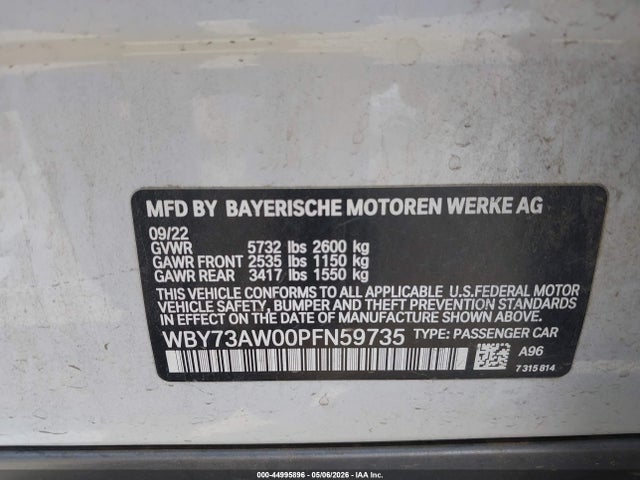 Продаж на аукціоні авто 2023 Bmw I4 Edrive40, vin: WBY73AW00PFN59735, номер лоту: 44995896