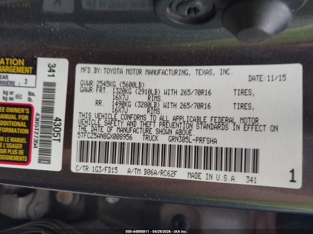 5TFCZ5AN8GX008956 Toyota Tacoma Trd Off Road