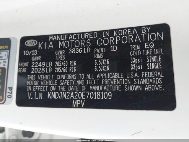 Aukcja sprzedaży 2014 Kia Soul, vin: KNDJN2A20E7018109, numer aukcji: 44995933