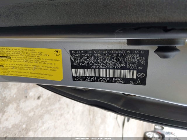 Aukcja sprzedaży 2005 Lexus Es 330, vin: JTHBA30G955070030, numer aukcji: 44995937