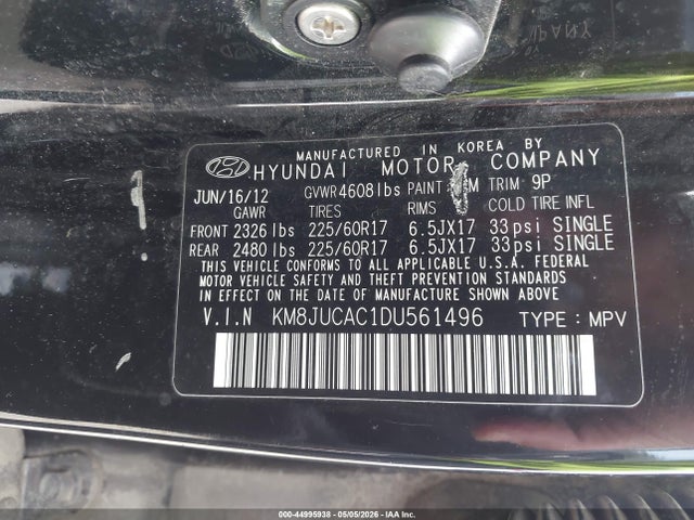 44995938 :رقم المزاد ، KM8JUCAC1DU561496 vin ، 2013 Hyundai Tucson Gls مزاد بيع